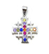 Sterling Silver With Colored Stone Jerusalem Cross Pendant